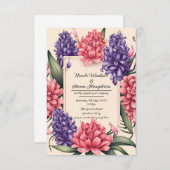 愛の花開:エレガントフローラ結婚式招待状 (正面/裏面)