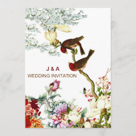 愛の花鳥の花花花結婚式の招待© 招待状