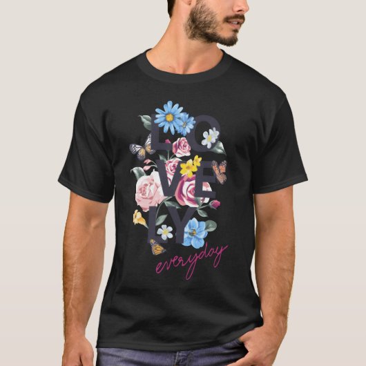 愛の花 毎日 笑顔 Tシャツ (正面)