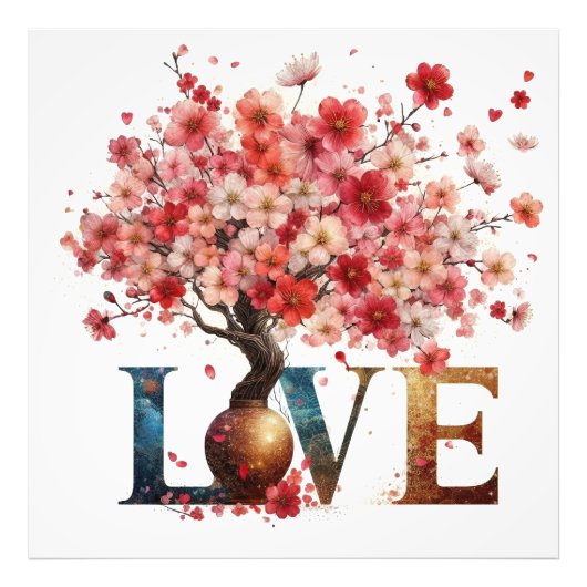 愛の花: 8Kリアルさくらんぼ花の木 フォトプリント (正面)