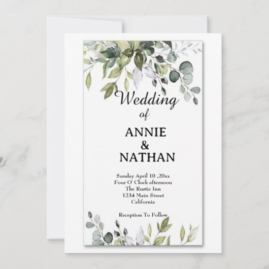 愛の芽：ユーカリの緑結婚園 招待状 (正面)