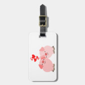 愛の荷物タグのかわいい漫画の豚 ラゲッジタグ (正面縦)