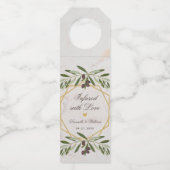 愛の葉が溢れるオリーブ油結婚式の引き出物 ボトルネックタグ (正面)