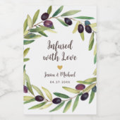 愛の葉が溢れるオリーブ油結婚式の引き出物 ワインラベル (シングルラベル)