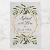 愛の葉が溢れるオリーブ油結婚式の引き出物 ワインラベル (シングルラベル)