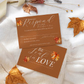 愛の葉の紅葉はオレンジ結婚色 出欠カード