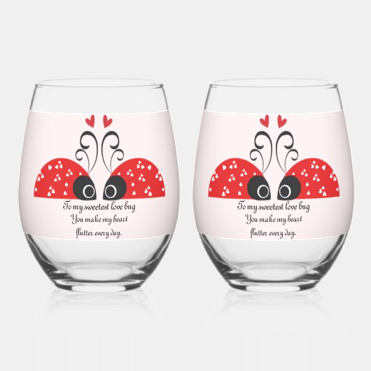 愛の虫 ステムなしワイングラス (正面)