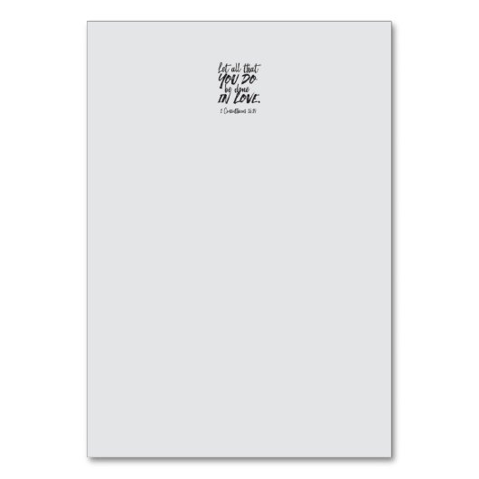 愛の行動 – 1コリント16:14 感動的 テーブルナンバー (裏面)