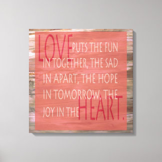 愛の表現詩の素朴なサインウォールキャンバス キャンバスプリント