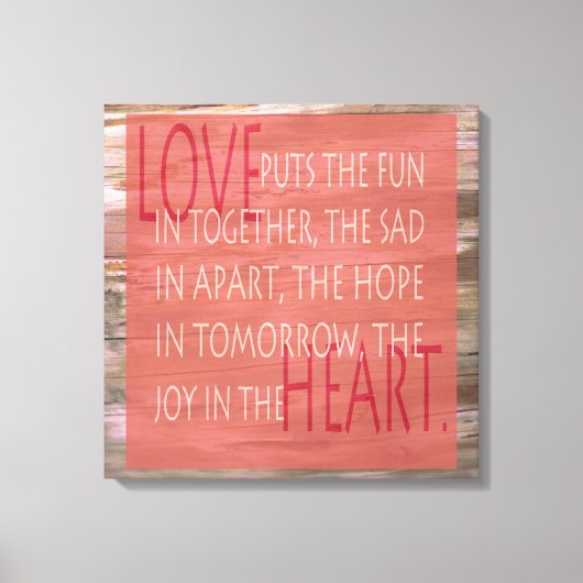 愛の表現詩の素朴なサインウォールキャンバス キャンバスプリント (正面)