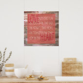 愛の表現詩の素朴な木の看板ポスター ポスター (キッチン)