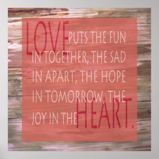 愛の表現詩の素朴な木の看板ポスター ポスター (正面)