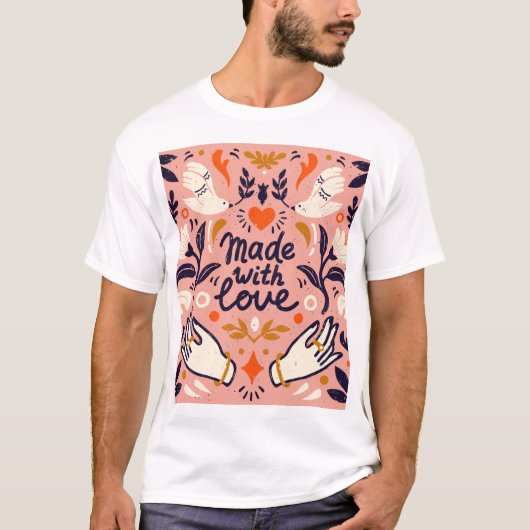 愛の要素:ヴィンテージピンクの構成。 Tシャツ (正面)