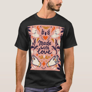 愛の要素:ヴィンテージピンクの構成。 Tシャツ