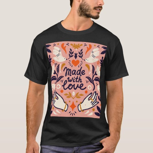 愛の要素:ヴィンテージピンクの構成。 Tシャツ (正面)