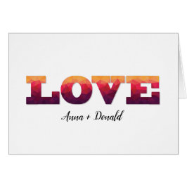 愛の言葉とカップルの名前のグリーティングカード