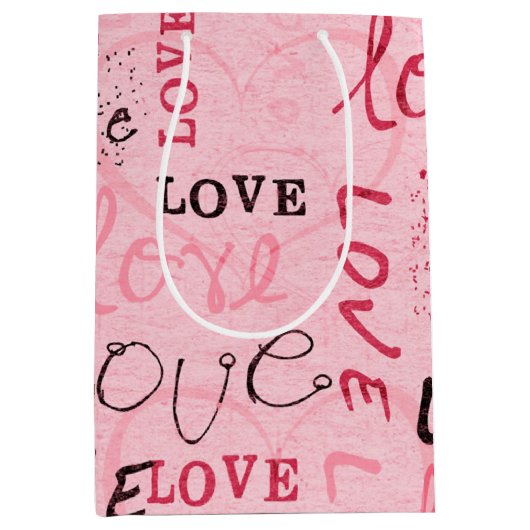 愛の言葉バレンタパーソナライズされたイン ミディアムペーパーバッグ (正面)