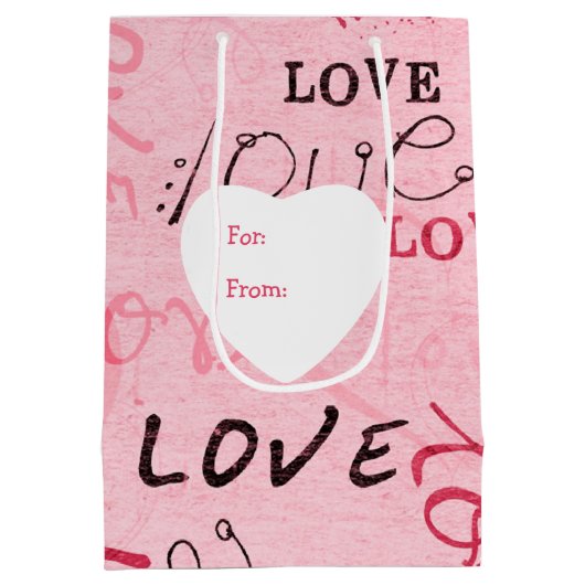 愛の言葉バレンタパーソナライズされたイン ミディアムペーパーバッグ (裏面)