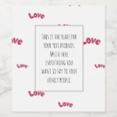 愛の言葉ピンクミニマルのパターン水の色 ワインラベル (シングルラベル)