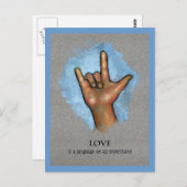 愛の言語：米国手話：アート ポストカード (正面/裏面)