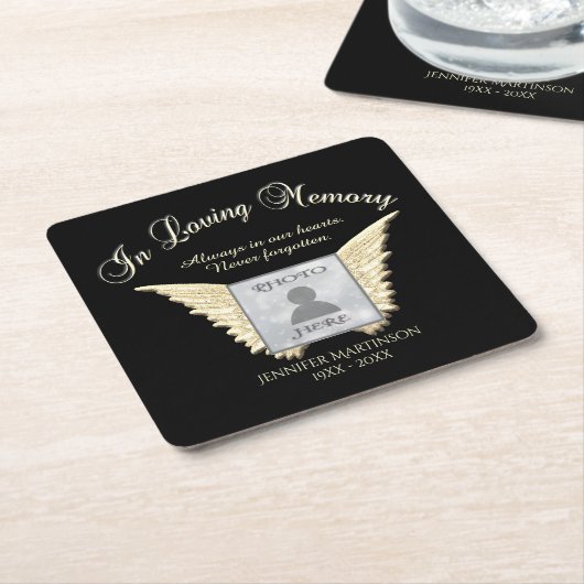 愛の記念写真 スクエアペーパーコースター (アングル)