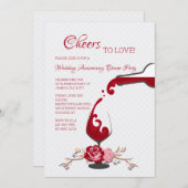 愛の記念日ディナーパーティーにお祝いを 招待状 (正面/裏面)