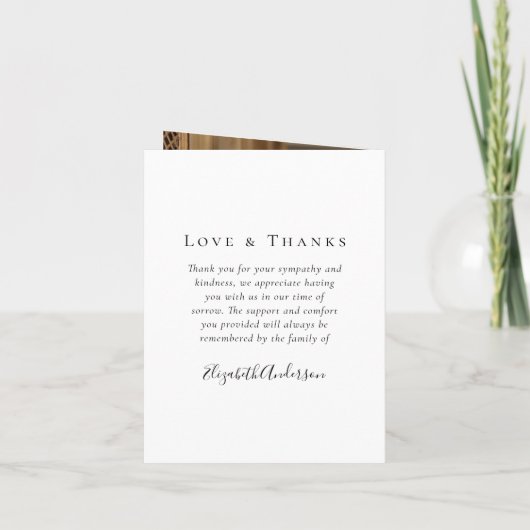 愛の記憶で折り畳まれた記念祈りの言葉カード ノートカード (裏面)