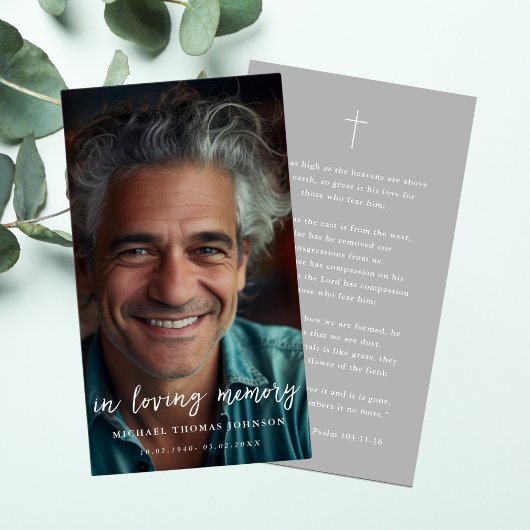 愛の記憶で色あせた写真葬儀祈りの言葉カード