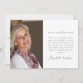 愛の記憶で2つの写真悔やみや弔慰葬儀 サンキューカード (裏面)