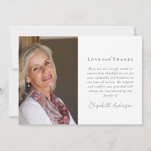 愛の記憶で2つの写真悔やみや弔慰葬儀 サンキューカード (裏面)