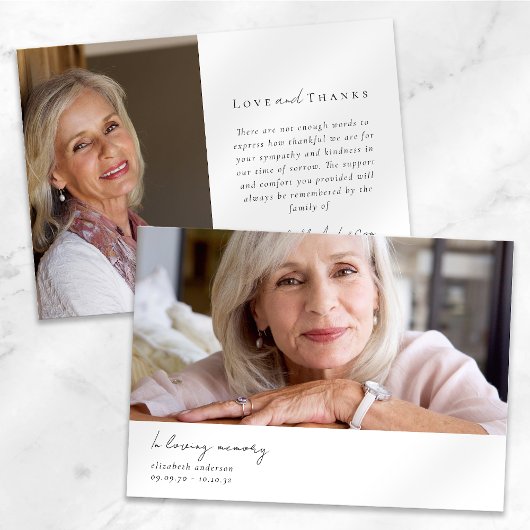愛の記憶で2つの写真悔やみや弔慰葬儀 サンキューカード