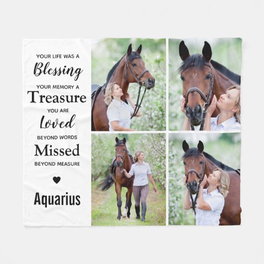 愛の記憶で4パーソナライズされた写真メモリアル フリースブランケット (正面(横))