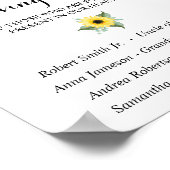 愛の記憶に咲くひまわりとグリーンのウェディングサイン ポスター (角)