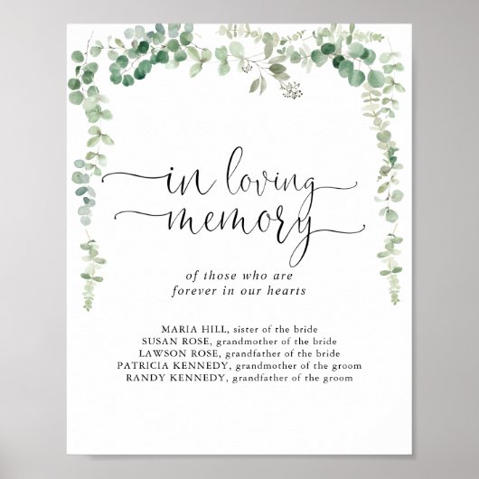 愛の記憶に幾何学的なユーカリの看板 ポスター (正面)