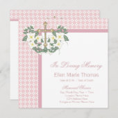 愛の記憶に捧げるピンクのリリークロス追悼 招待状 (正面/裏面)
