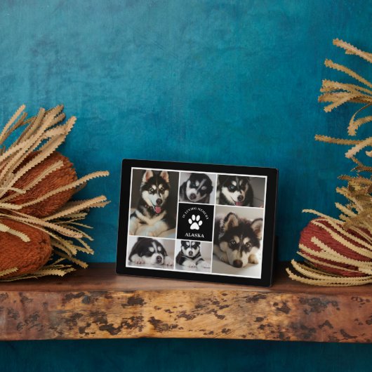 愛の記憶に残るペットの手摺り黒い写真コラージュ フォトプラーク