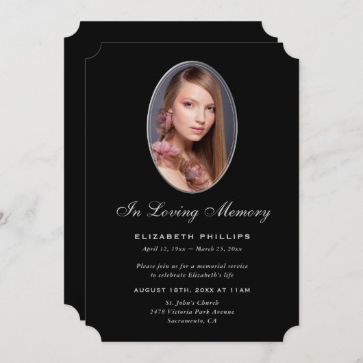 愛の記憶に残る黒銀写真追悼碑 招待状 (正面/裏面)