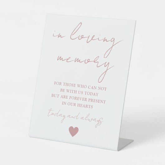 愛の記憶に エレガントな筆記体 ダスティ ローズピンク 台座サイン (正面)