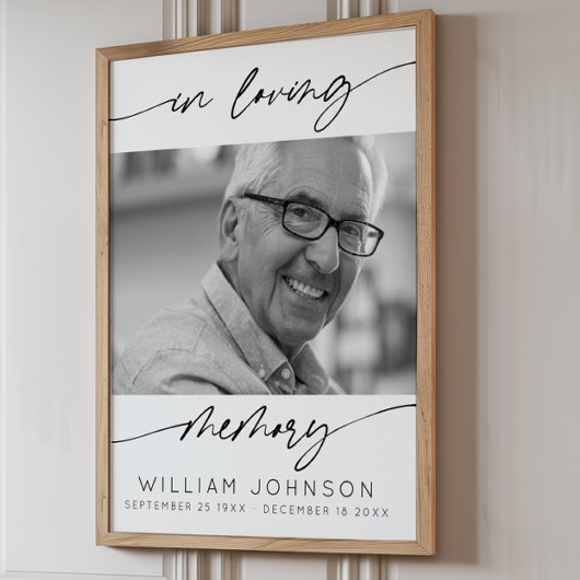 愛の記憶に 現代のスクリプト写真葬儀 ポスター