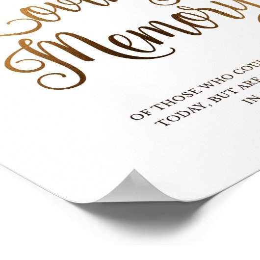 愛の記憶のためのゴールドの結婚式看板 | ゴールド ポスター (角)