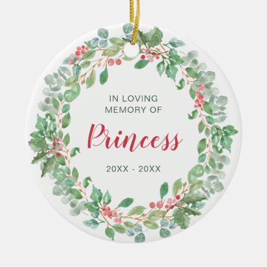 愛の記憶の中でリース写真ペット記念碑 セラミックオーナメント (正面)