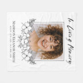 愛の記憶の中で写真の白い花 フリースブランケット (正面(横))