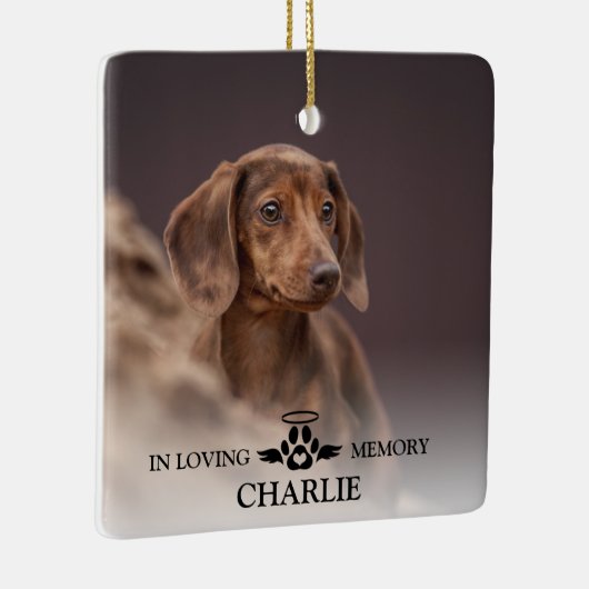 愛の記憶の中で犬のエレガント写真ペット記念碑C セラミックオーナメント (右)