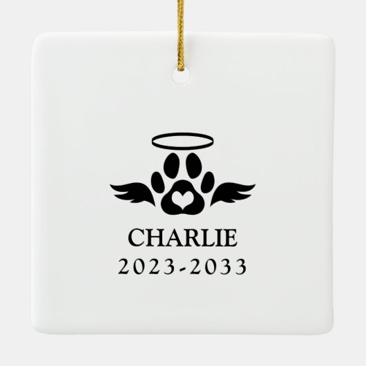 愛の記憶の中で犬のエレガント写真ペット記念碑C セラミックオーナメント (裏面)