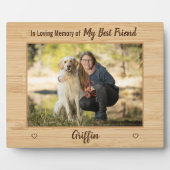 愛の記憶の中で素朴木目のペット犬の記念碑 フォトプラーク (正面)