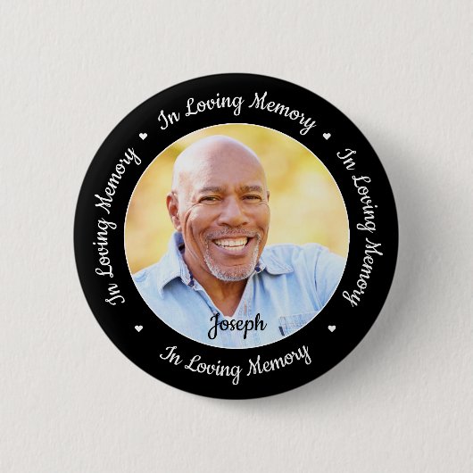 愛の記憶の中の葬儀カスタム写真追悼碑 缶バッジ (正面)
