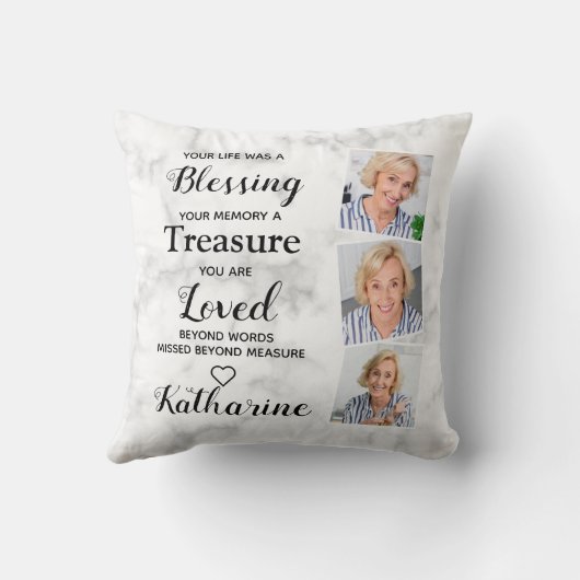 愛の記憶の中パーソナライズされたで3写真記念 クッション (裏面)