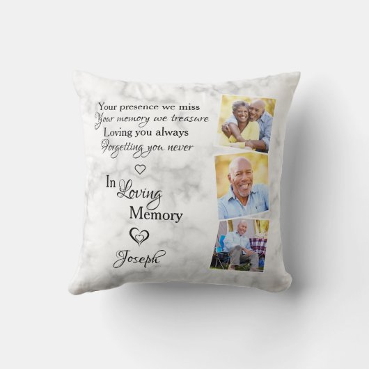 愛の記憶の中パーソナライズされたで3写真記念 クッション (裏面)