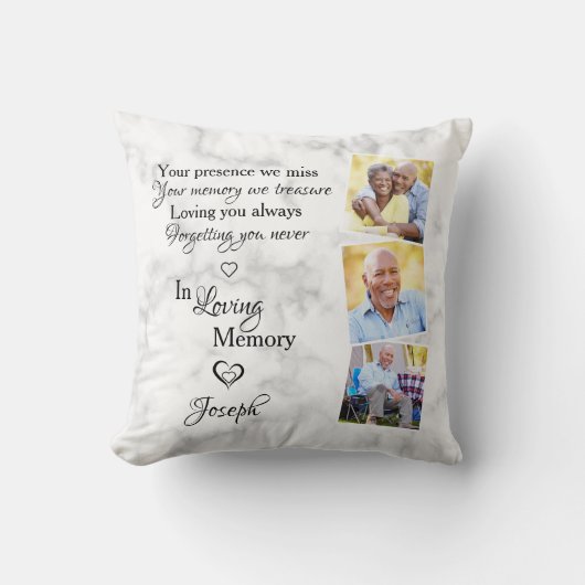 愛の記憶の中パーソナライズされたで3写真記念 クッション (正面)