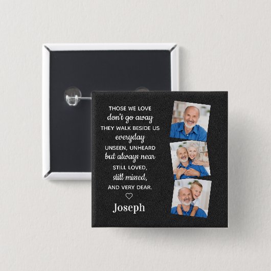 愛の記憶の中パーソナライズされたで3写真記念 缶バッジ (正面&裏面)